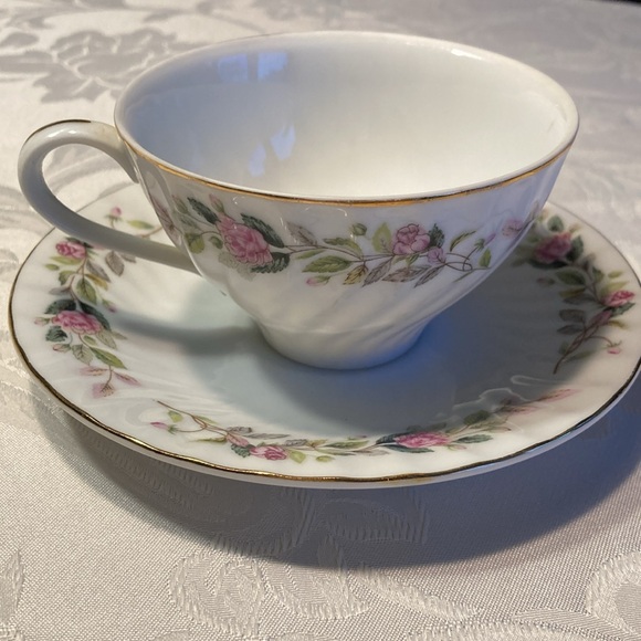 CREATIVE porcelain cup/saucer from Japan with pink roses, green leaves $25 - Picture 2 of 8